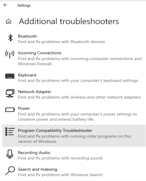 Program Compatibility Troubleshooter