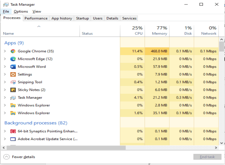 Task Manager option