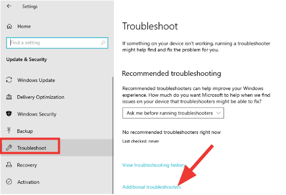 Additional troubleshooters