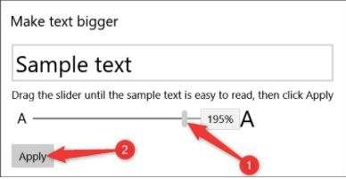 Change text size in Windows 10