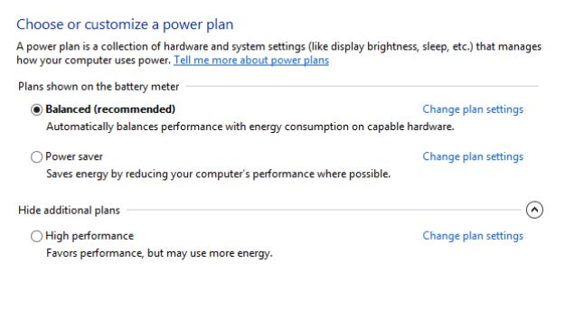 Change Power settings In Windows 10