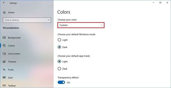 Change the color of the Start menu