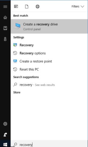 Create A Recovery Drive In Windows 10