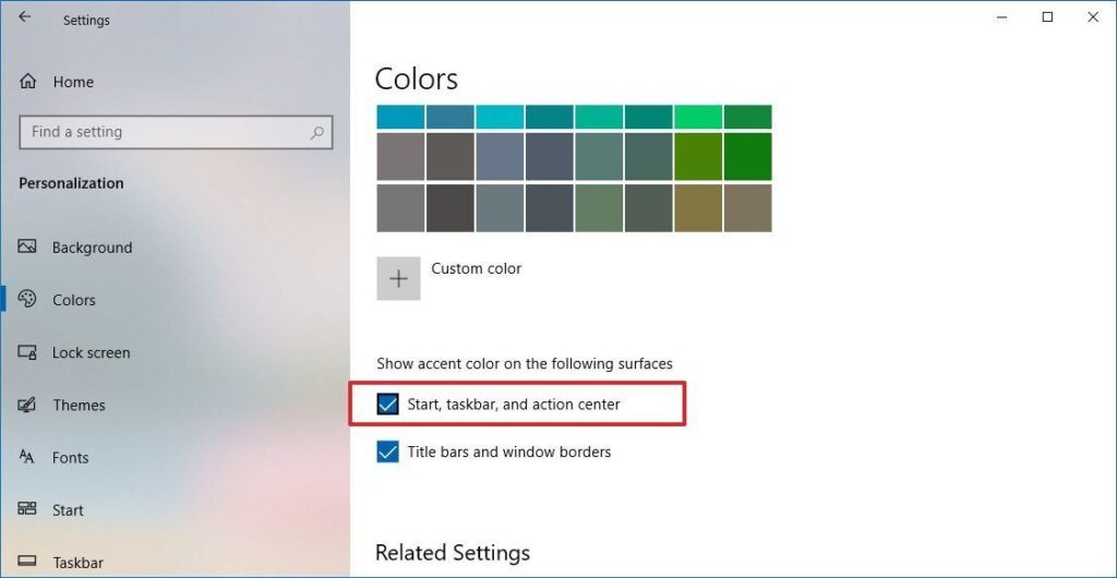 Change the color of the Start menu