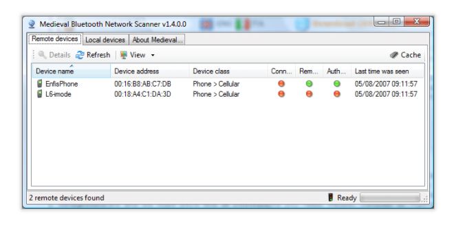 Medieval Bluetooth network scanner