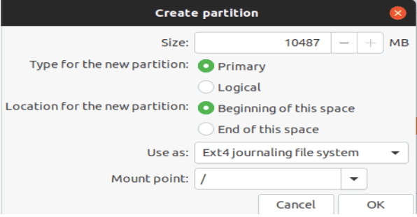 Create partition