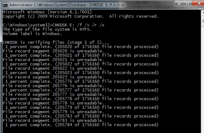 File Record Segment is Unreadable