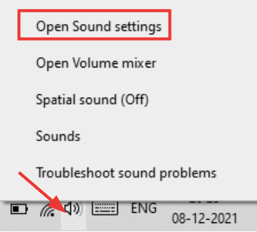 Open Sound settings