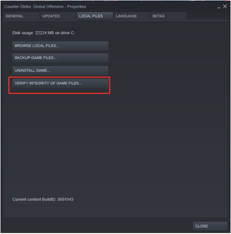 VERIFY INTEGRITY OF GAME FILES