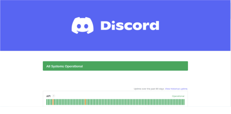 system status of Discord