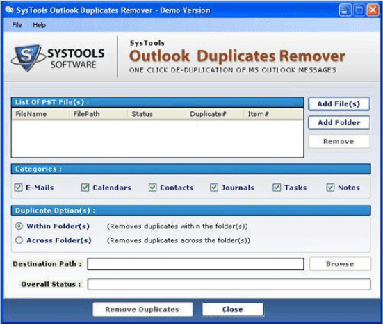 SysTools Outlook Duplicates Remover 