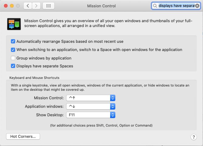 displays have separate spaces