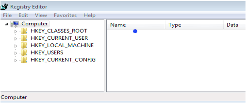 Registry Editor window