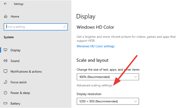 Advanced scaling settings