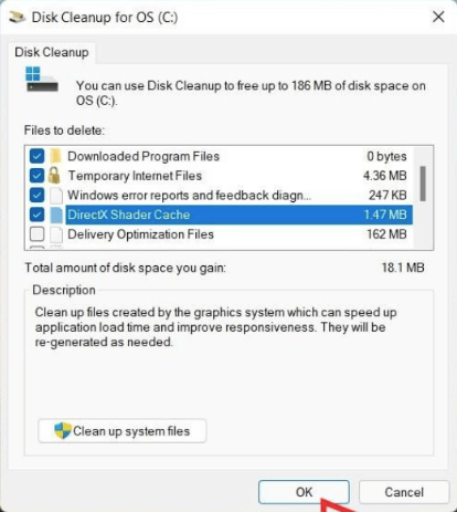 Disk cleanup for os