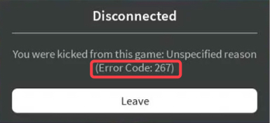 Roblox Error Code 267