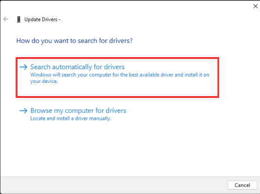 Search automatically for updated driver software