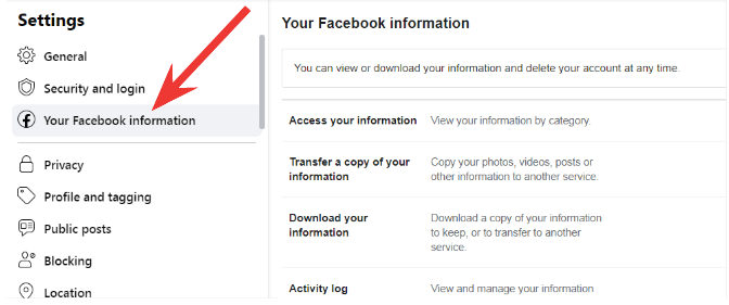 Your Facebook information