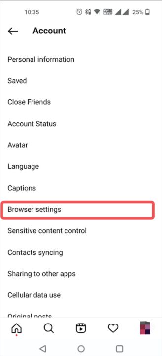 Browser settings