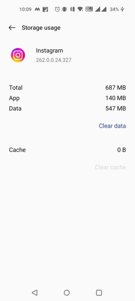 Clear Instagram cache