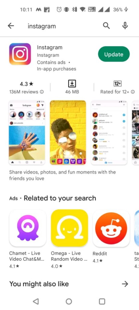 Instagram in the Play Store
