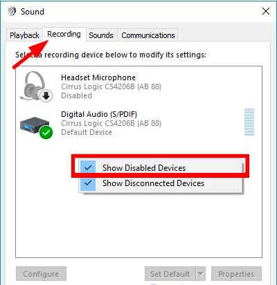 show disabled device