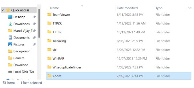 Zoom folder