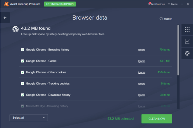 what does avast browser cleanup do