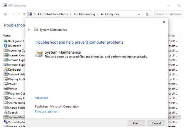Try Troubleshooting as an Admin